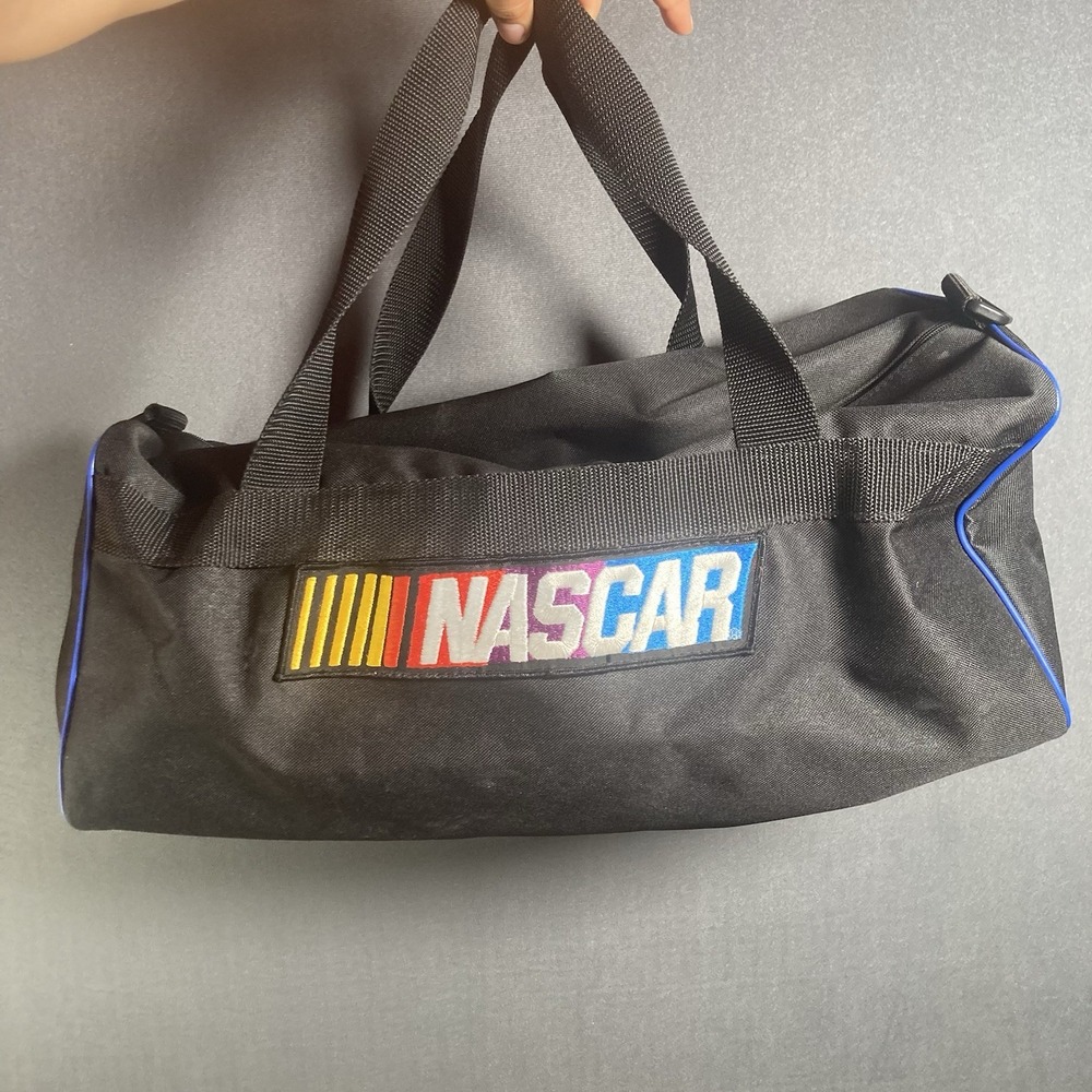 Vintage NASCAR Embroidered Logo Handle Canvas Duffle Bag Y2K 90s Made In USA